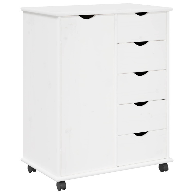 Rolkowa szafka Biały 63,5 x 39 x 79 cm Lite drewno sosnowe