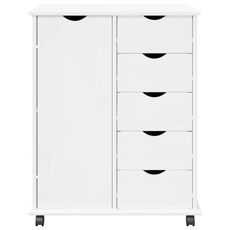Rolkowa szafka Biały 63,5 x 39 x 79 cm Lite drewno sosnowe