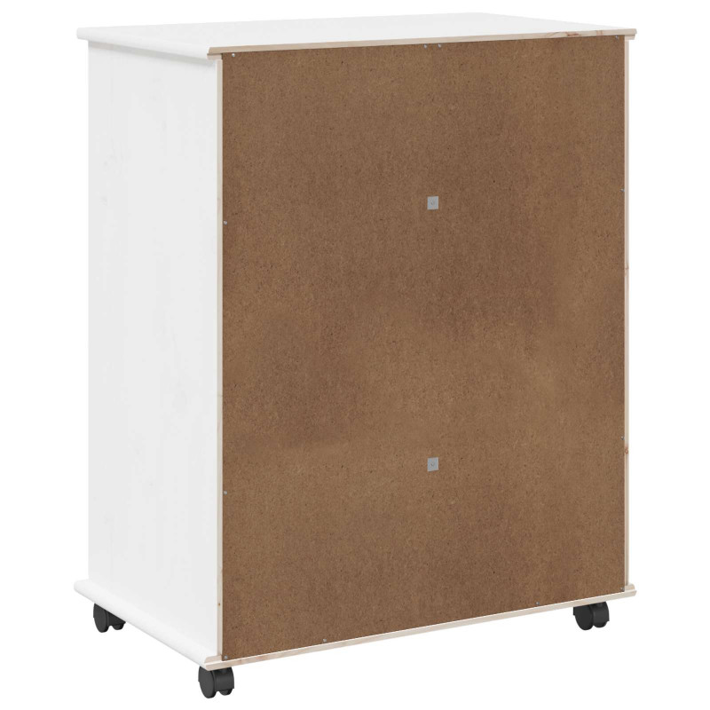 Rolkowa szafka Biały 63,5 x 39 x 79 cm Lite drewno sosnowe