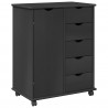 Rolkowa szafka Szary 63,5 x 39 x 79 cm Lite drewno sosnowe