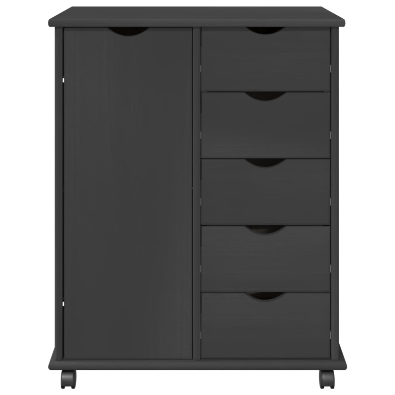 Rolkowa szafka Szary 63,5 x 39 x 79 cm Lite drewno sosnowe