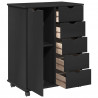 Rolkowa szafka Czarny 63,5 x 39 x 79 cm Lite drewno sosnowe