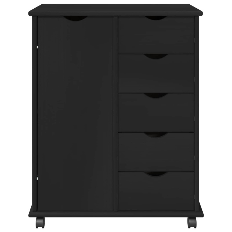 Rolkowa szafka Czarny 63,5 x 39 x 79 cm Lite drewno sosnowe
