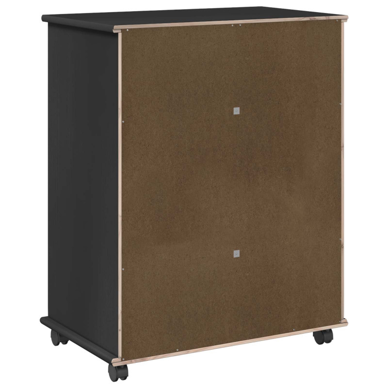 Rolkowa szafka Czarny 63,5 x 39 x 79 cm Lite drewno sosnowe