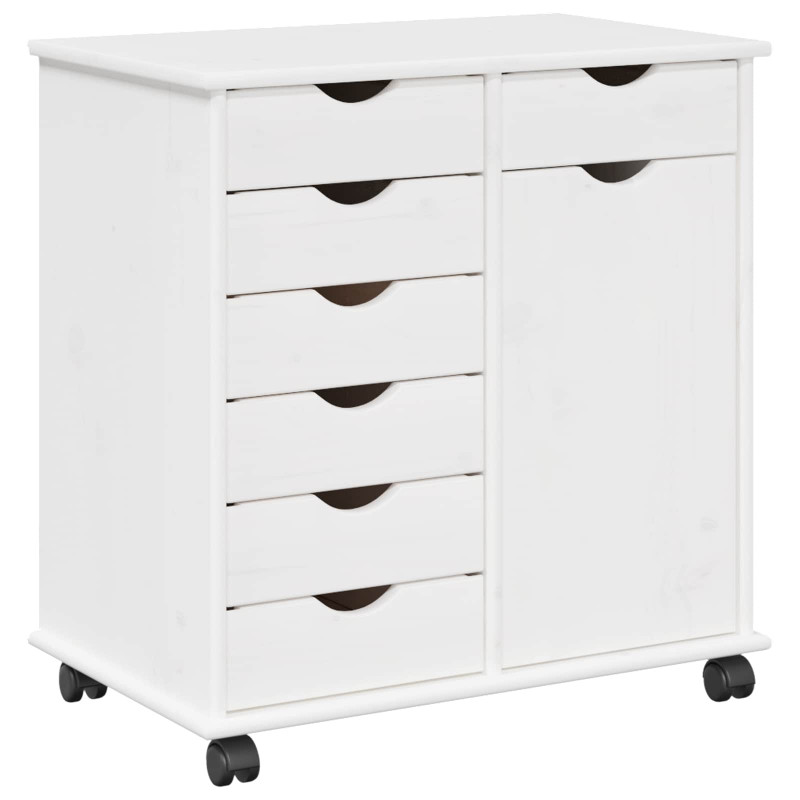 Rolkowa szafka Biały 63,5 x 39 x 65,5 cm Lite drewno sosnowe