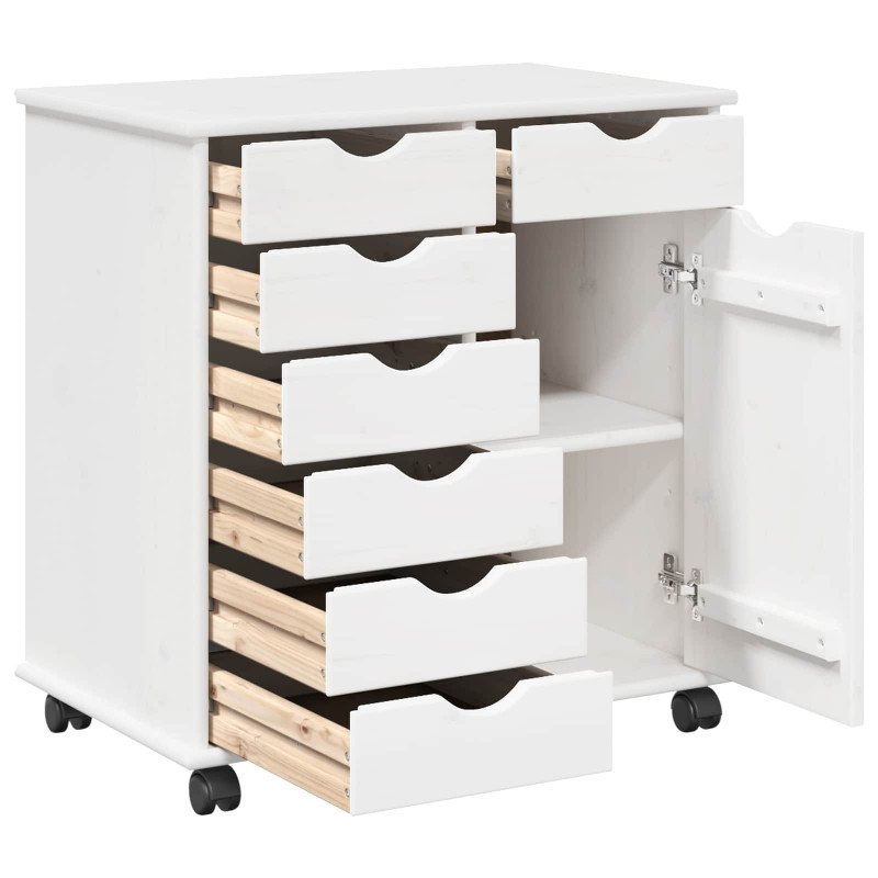 Rolkowa szafka Biały 63,5 x 39 x 65,5 cm Lite drewno sosnowe