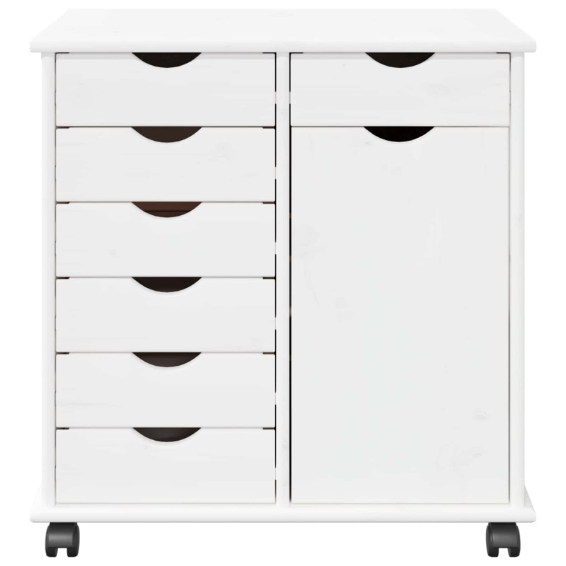 Rolkowa szafka Biały 63,5 x 39 x 65,5 cm Lite drewno sosnowe