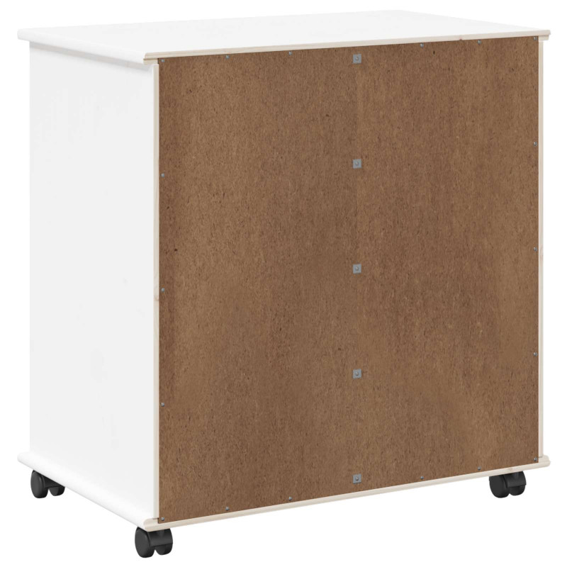 Rolkowa szafka Biały 63,5 x 39 x 65,5 cm Lite drewno sosnowe