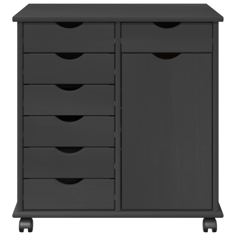 Rolkowa szafka Szary 63,5 x 39 x 65,5 cm Lite drewno sosnowe