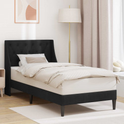 Ramka łóżka Z zagłówkiem Czarny 90 x 190 cm Aksamit