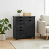Rolkowa szafka Czarny 63,5 x 39 x 65,5 cm Lite drewno sosnowe