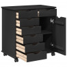 Rolkowa szafka Czarny 63,5 x 39 x 65,5 cm Lite drewno sosnowe