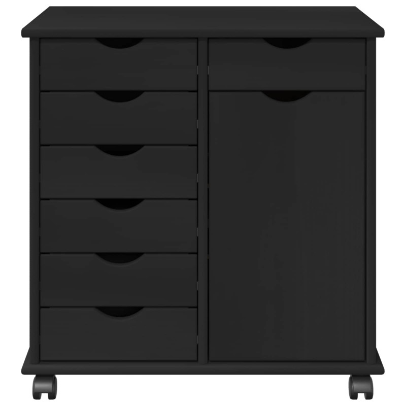Rolkowa szafka Czarny 63,5 x 39 x 65,5 cm Lite drewno sosnowe