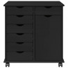 Rolkowa szafka Czarny 63,5 x 39 x 65,5 cm Lite drewno sosnowe