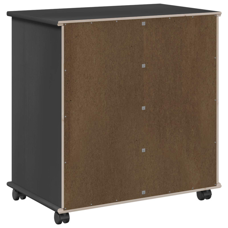 Rolkowa szafka Czarny 63,5 x 39 x 65,5 cm Lite drewno sosnowe