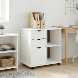 Rolkowa szafka Biały 63,5 x 39 x 65,5 cm Lite drewno sosnowe
