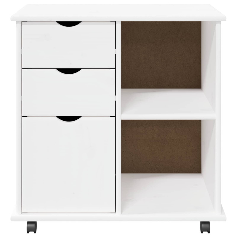 Rolkowa szafka Biały 63,5 x 39 x 65,5 cm Lite drewno sosnowe