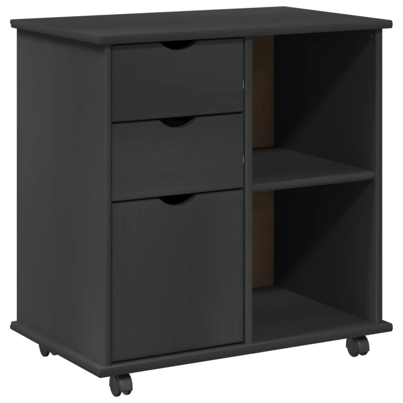 Rolkowa szafka Szary 63,5 x 39 x 65,5 cm Lite drewno sosnowe