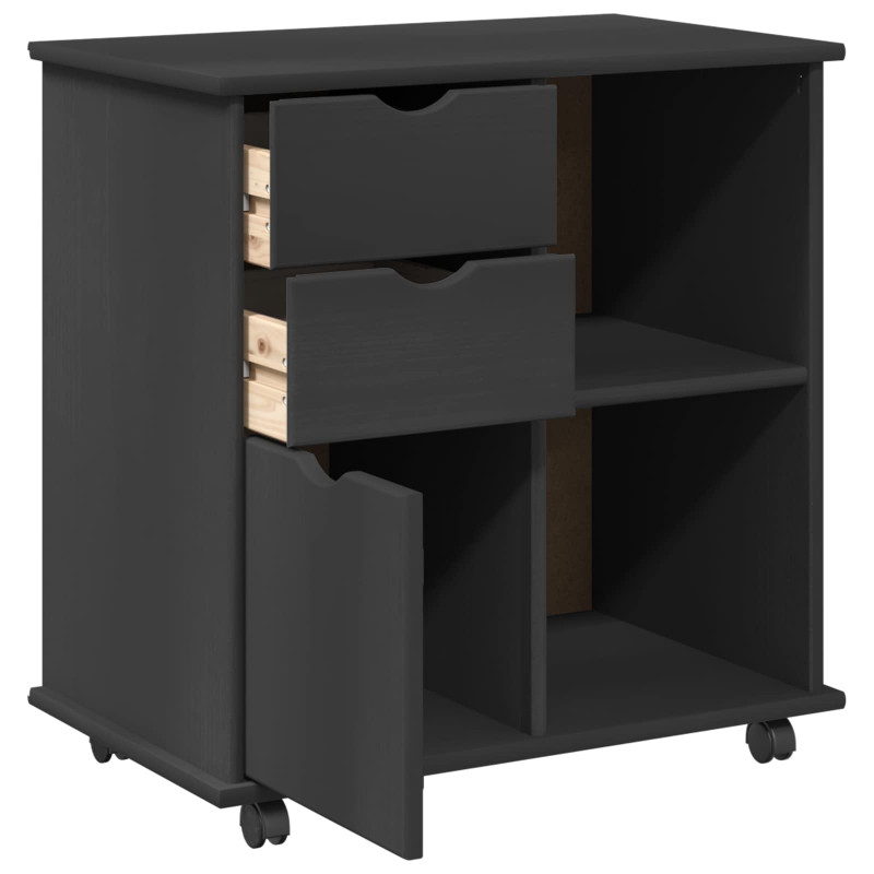 Rolkowa szafka Szary 63,5 x 39 x 65,5 cm Lite drewno sosnowe
