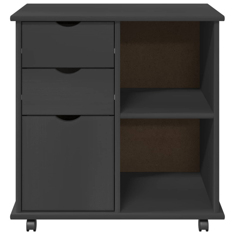 Rolkowa szafka Szary 63,5 x 39 x 65,5 cm Lite drewno sosnowe