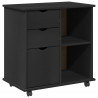 Rolkowa szafka Czarny 63,5 x 39 x 65,5 cm Lite drewno sosnowe