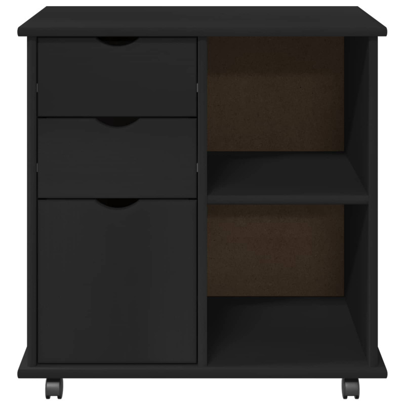 Rolkowa szafka Czarny 63,5 x 39 x 65,5 cm Lite drewno sosnowe