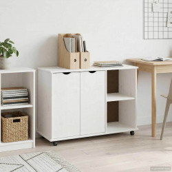 Rolkowa szafka Biały 100 x 39 x 65,5 cm Lite drewno sosnowe