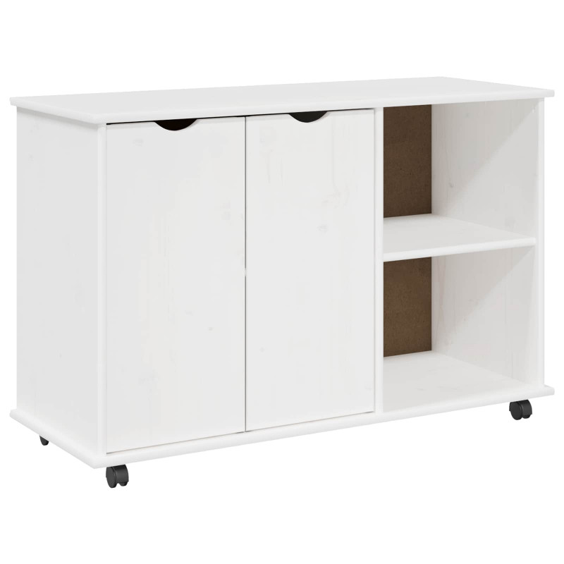 Rolkowa szafka Biały 100 x 39 x 65,5 cm Lite drewno sosnowe