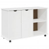 Rolkowa szafka Biały 100 x 39 x 65,5 cm Lite drewno sosnowe