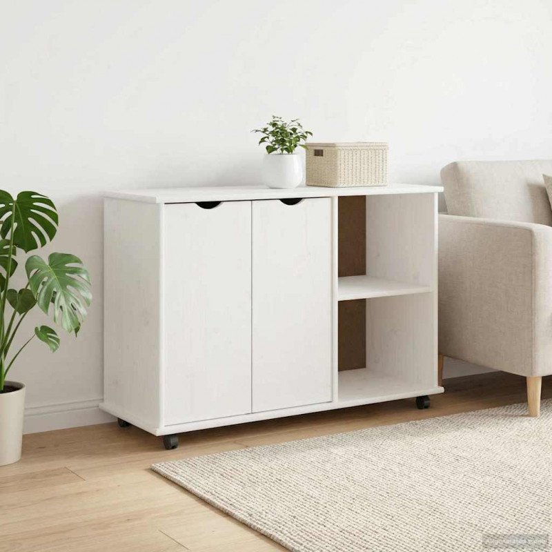Rolkowa szafka Biały 100 x 39 x 65,5 cm Lite drewno sosnowe
