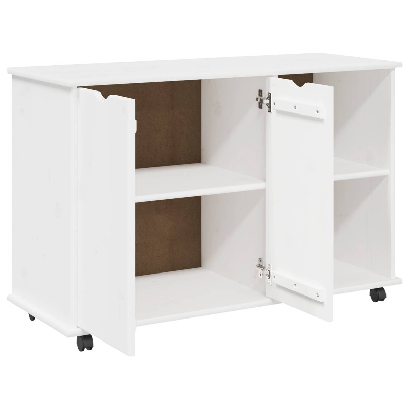 Rolkowa szafka Biały 100 x 39 x 65,5 cm Lite drewno sosnowe