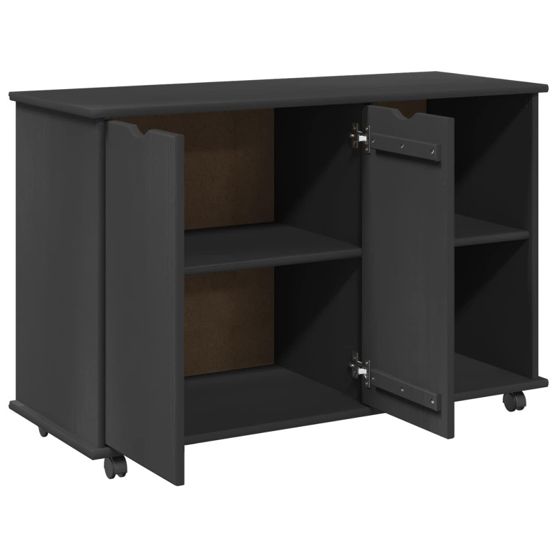 Rolkowa szafka Szary 100 x 39 x 65,5 cm Lite drewno sosnowe