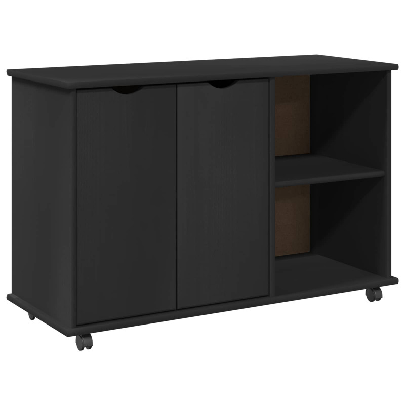 Rolkowa szafka Czarny 100 x 39 x 65,5 cm Lite drewno sosnowe