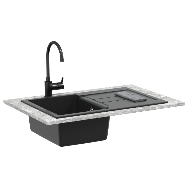 Zlew Czarny 780 x 500 mm 80% Kwarc i 20% Żywica