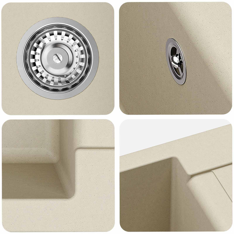 Zlew Beżowy 780 x 500 mm 80% Kwarc i 20% Żywica