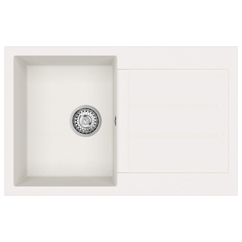 Zlew Biały 780 x 500 mm 80% Kwarc i 20% Żywica