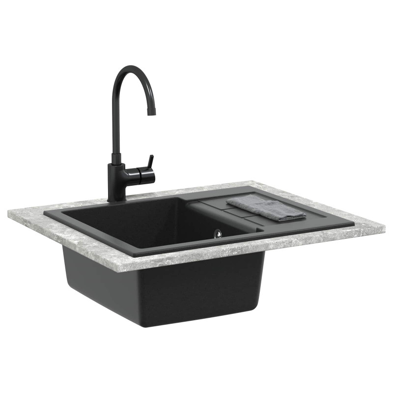Zlew Czarny 620 x 500 mm 80% Kwarc i 20% Żywica