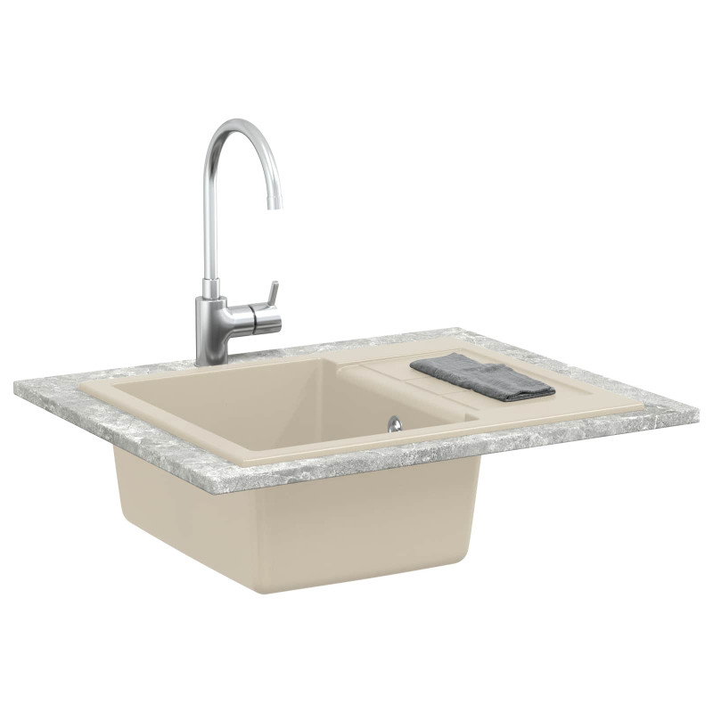 Zlew Beżowy 620 x 500 mm 80% Kwarc i 20% Żywica