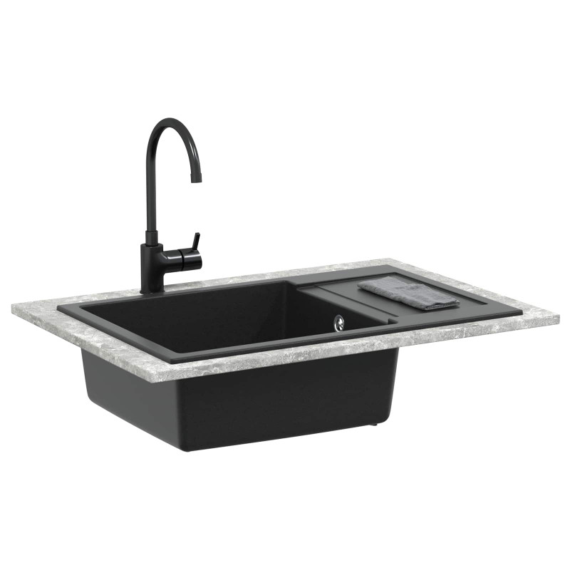 Zlew Czarny 780 x 500 mm 80% Kwarc i 20% Żywica