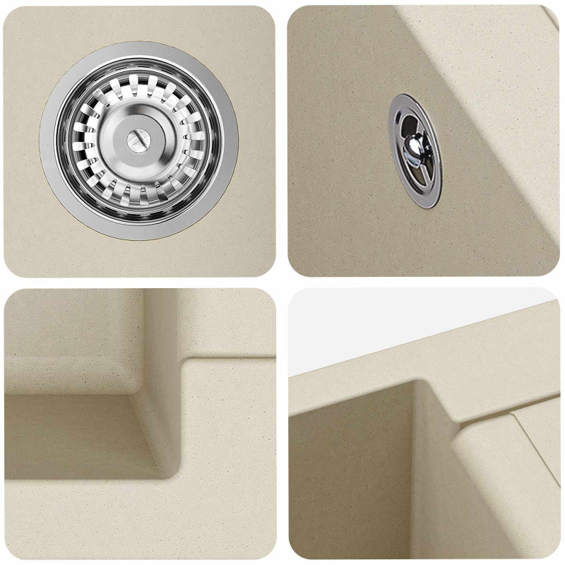 Zlew Beżowy 780 x 500 mm 80% Kwarc i 20% Żywica
