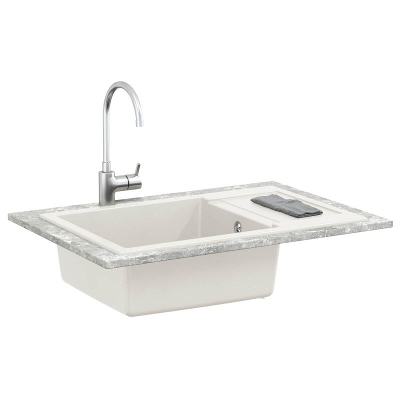 Zlew Biały 780 x 500 mm 80% Kwarc i 20% Żywica