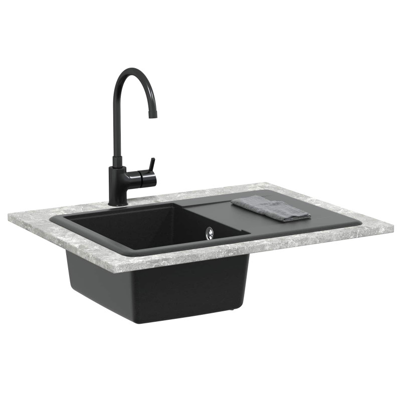 Zlew Czarny 670 x 460 mm Granit