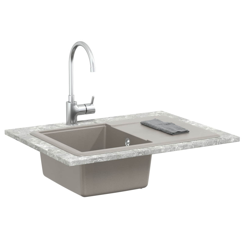 Zlew Szary 670 x 460 mm 80% Kwarc i 20% Żywica