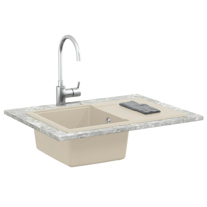 Zlew Beżowy 670 x 460 mm 80% Kwarc i 20% Żywica