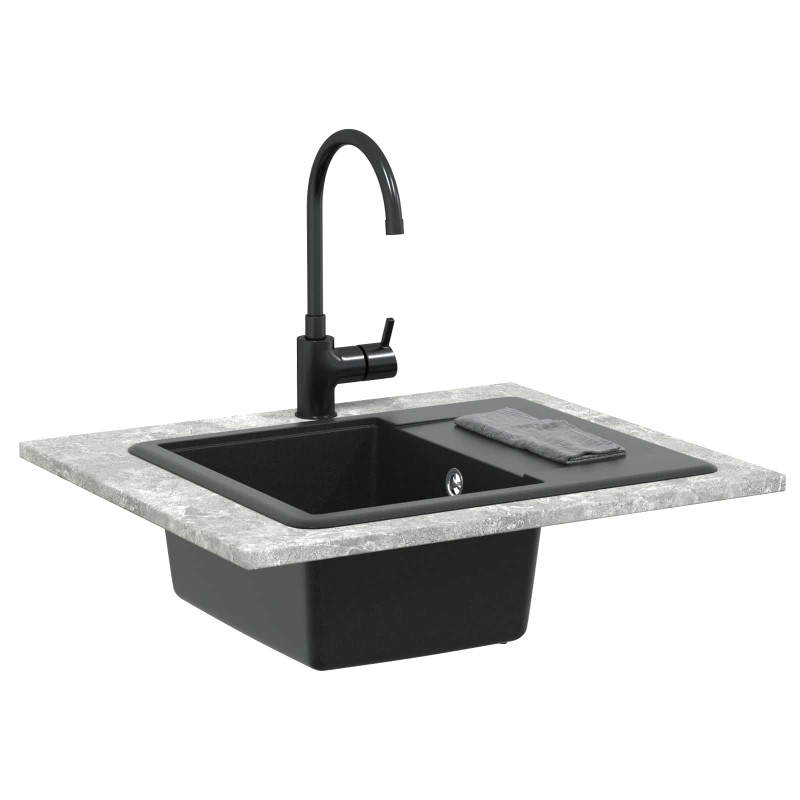Zlew Czarny 560 x 460 mm 80% Kwarc i 20% Żywica