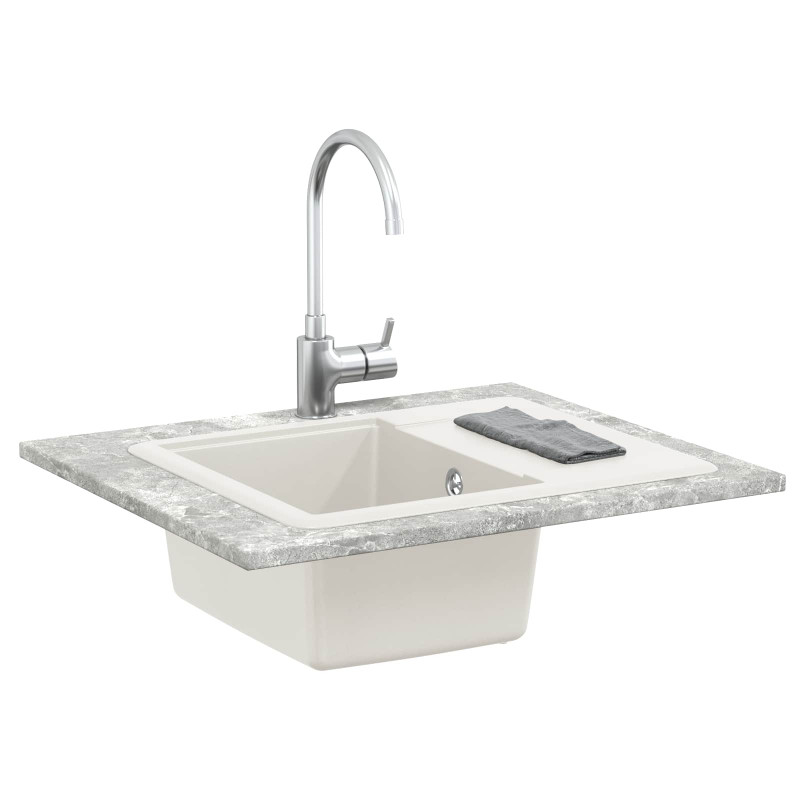 Zlew Biały 560 x 460 mm 80% Kwarc i 20% Żywica