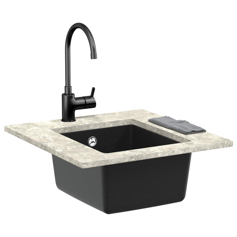 Zlew Czarny 370 x 460 mm 80% Kwarc i 20% Żywica