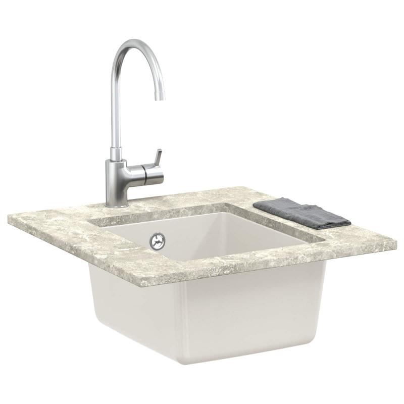 Zlew Biały 370 x 460 mm 80% Kwarc i 20% Żywica