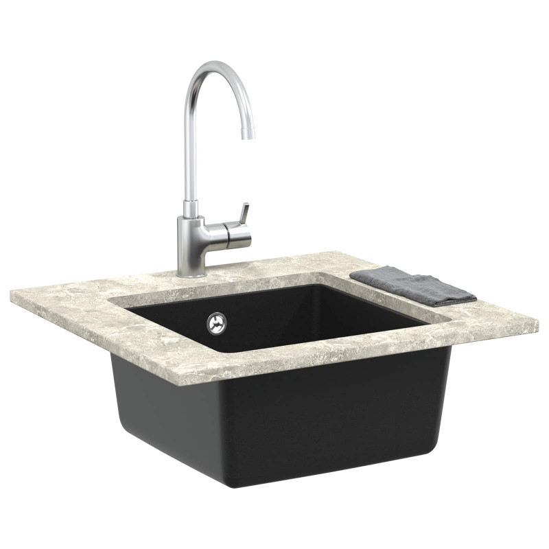 Zlew Czarny 430 x 460 mm 80% Kwarc i 20% Żywica