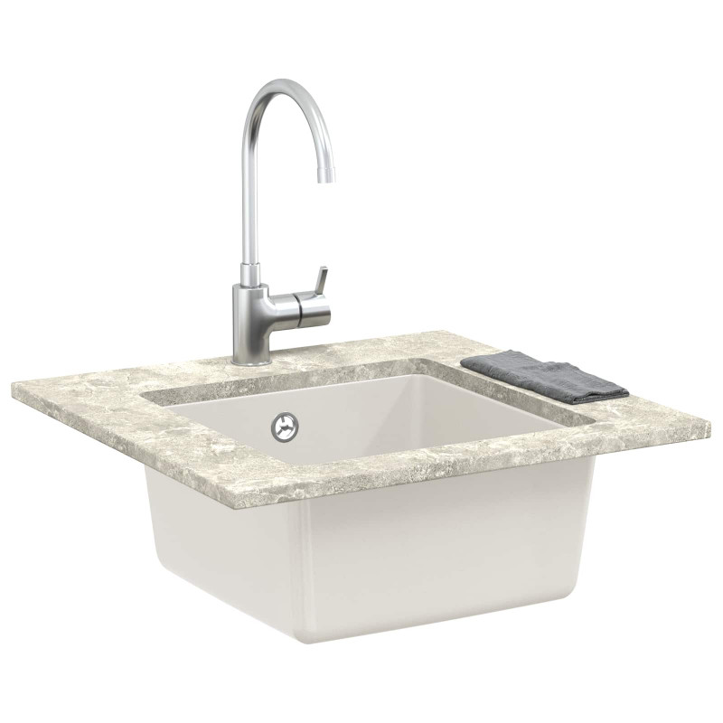 Zlew Biały 430 x 460 mm 80% Kwarc i 20% Żywica